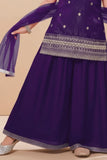 Violet Embroidered Kurti And Palazzo Set for Girls