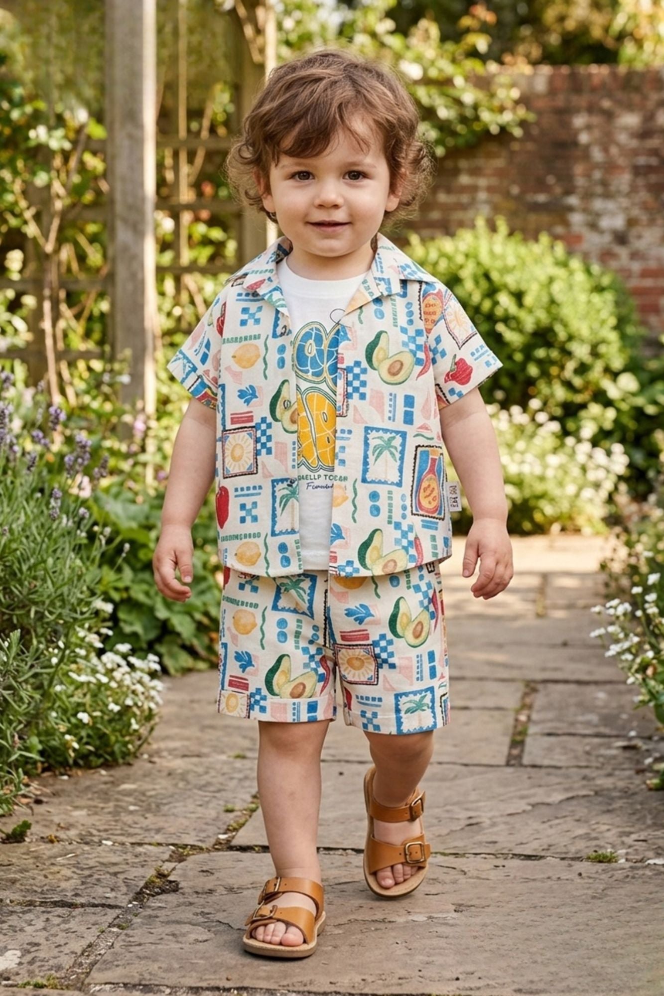 Boys Multicolor Printed Shorts Set with Shirt And Graphic T-Shirt