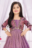 Purple Floral Embroidered Ethnic gown For Girls
