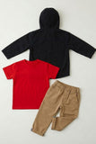 Black Hooded Jacket & Denim Set