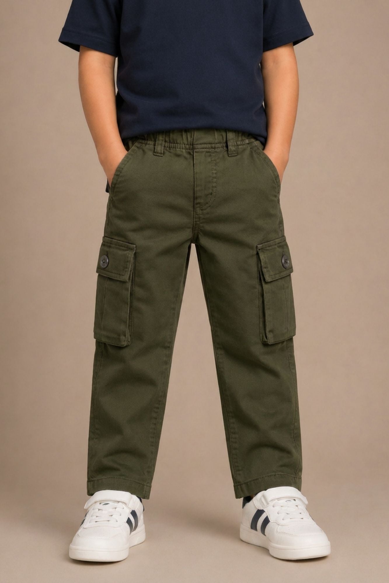 Boys Olive Green Cargo Pant