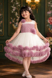 Purple Party Frock with Ruffle For Girls