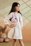 Casual White Cotton Dress with Embroidered Jacket for Girls