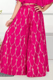Rani Pink Off Shoulder Embroidered Palazzo Set For Girls