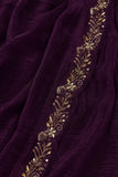 Girls Wine Embroidered Pre-Stitched Drape Saree Set