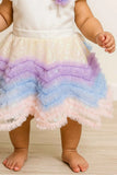 Pastel Rainbow Ruffle Party Wear Frock for Girls