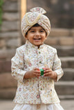 Cream Multi-Color Printed Kurta And Dhoti  Set for Boys