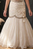 Cream Embroidered  Lehenga Choli For Girls