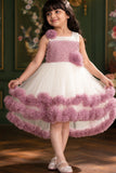 Purple Party Frock with Ruffle For Girls