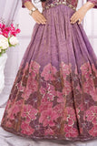 Purple Floral Embroidered Ethnic gown For Girls