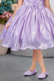Lavender Floral Embellished Party Wear Frock For Girls