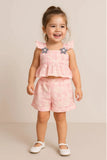Daisy Bloom Pink Peplum Top & Shorts Co-ord Set for Girls