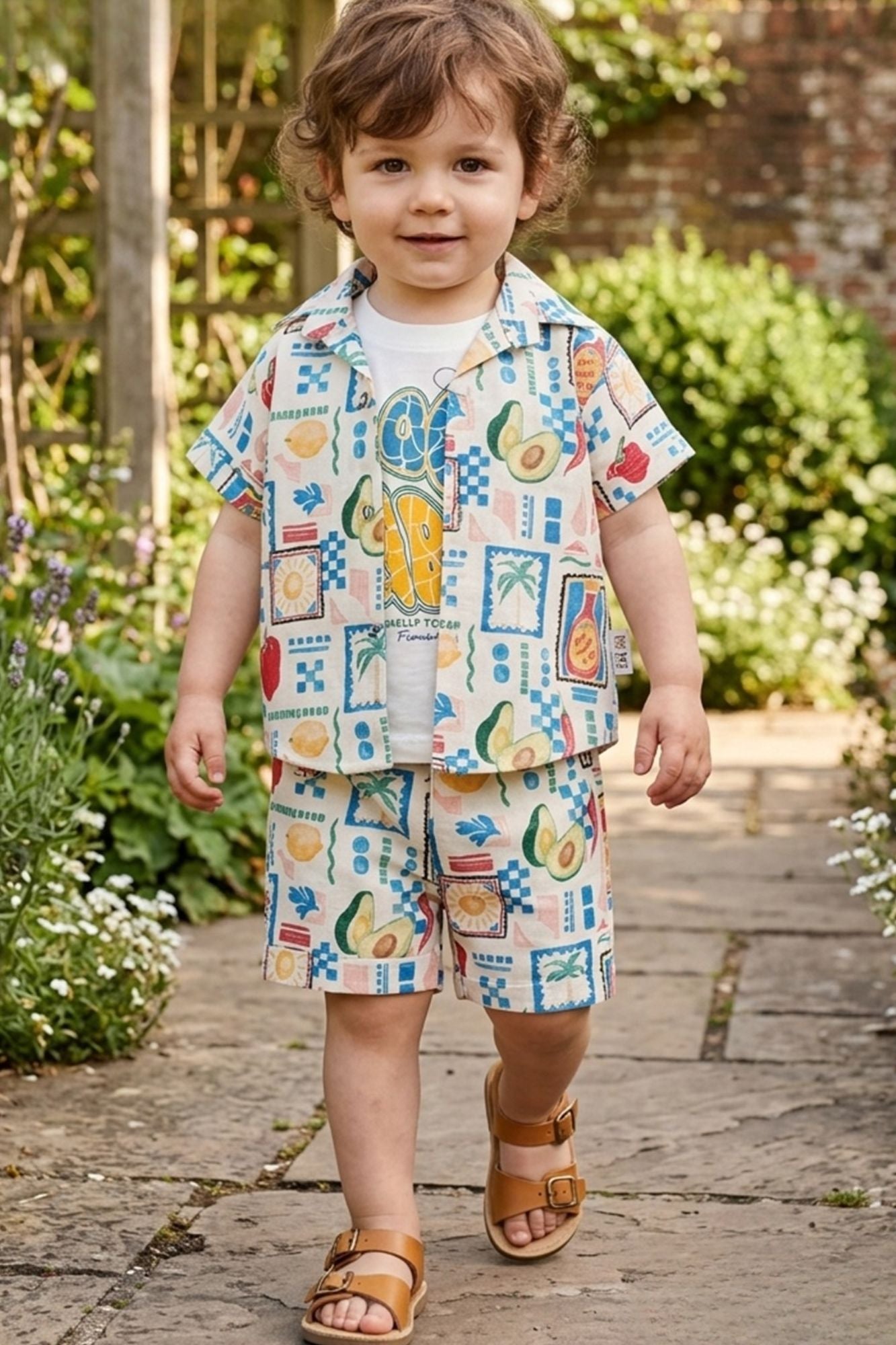 Boys Multicolor Printed Shorts Set with Shirt And Graphic T-Shirt