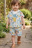 Boys Multicolor Printed Shorts Set with Shirt And Graphic T-Shirt
