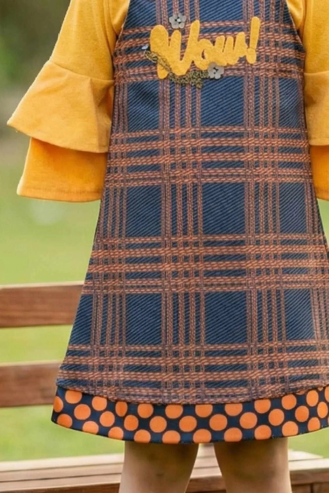 Mustard Checkered Dress For Girls