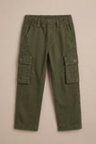 Boys Olive Green Cargo Pant