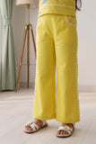 Yellow Floral Printed Sleeveless Co-Ord Set with Wide-Leg Culottes for Girls
