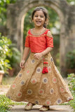 Red Cold-Shoulder Lehenga Choli For Girls