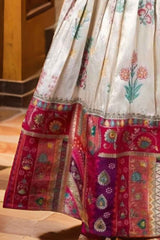 Multicolor Banarasi Silk Pattu Pavadai With Stone Work For Girls