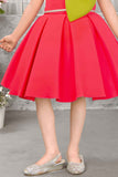 Carrot Red Floral Embellished Party Wear Frock For Girls
