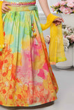 Multicolor Printed And Mirror Work Lehenga Choli Set For Girls