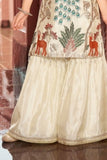Royal Peacock Cream Embroidered Palazzo Set For Girls
