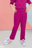 Trendy Pink Monochrome Co ord set with Double Breasted Top For Girls - Lagorii Kids