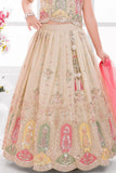 Fawn Embroidered Lehenga Choli Set For Girls