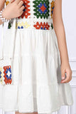 White Casual Frock With Crochet Work For Girls