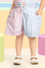 Trendy Mini Jumpsuit With Stripes For Girls - Lagorii Kids