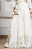 Designer Cream Embroidered Palazzo Set with Potli Bag for Girls