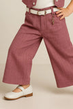 Pink Co-ord Set with Waistcoat And Belted Pants For Girls