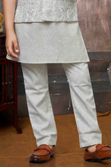 Cream Embroidered Waist Coat With Kurta And Pant Set For Boys