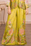 Mustard Floral Embroidered 3-Piece Ethnic Co-Ord Set For Girls