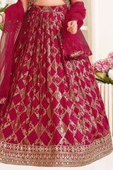 Maroon Mirror Work And Embroidered With Printed Lehenga Choli Set For Girls