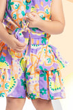 Lavender Floral Printed Top and Skirt Set For Girls