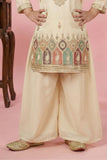 Beige Multicolor Embroidered Palazzo Set For Girls