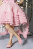 Pink Sequins Work With Bow Embellished Party Wear Tailback Frock For Girls