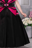 Black Sleeveless With Bow Embellished Gown For Girls