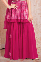 Pink Lehenga Choli Set With Elegant Embroidery Work For Girls