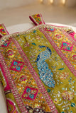 Girls Rani Pink Festive Peacock Embroidered Kurti with Flared Sharara Pants