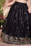 Designer Black Sequins Embroidered And Bead Work Lehenga Choli Set For Girls