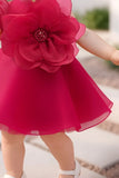 Pink Bloom Dress with Giant Flower Appliqué And Bow Detail For Girls