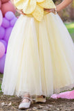 Pastel Yellow Princess Gown With 3D Floral Embellishment For Girls