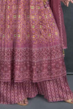 Pink Printed and Sequin Embellished Palazzo Set for Girls