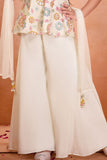 Cream Floral Embroidered Palazzo Set For Girls
