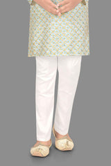 Classic Blue Printed Kurta Set For Boys