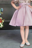 Pink Pleated Frock With Embossed Brocade Body For Girls - Lagorii Kids