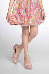 Stylish Pink Floral Printed Sleeveless Frock With Waist Coat For Girls