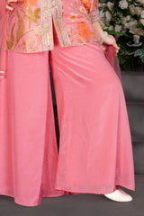 Pink Floral Kurti with Palazzo Pants For Girls
